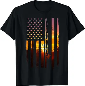 American Flag Fish Fisher Fisherman Funny Bass Fishing USA T-Shirt Graphic tees