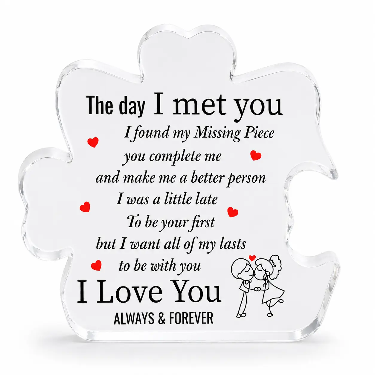 Romantic Love Puzzle Piece Desk Signs Ornament, "I Love You Always & Forever" Mini Valentine’s Ready Anniversary Gift for Couples, Home Decor Statue Figurine