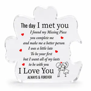 Romantic Love Puzzle Piece Decor, “I Love You Always & Forever” Mini Gift, Cute Desk Ornament for Couples, Valentine’s Day or Anniversary