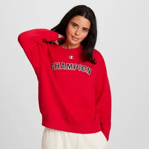 Champion Women's Fleece Sweatshirt - Red Plaid M