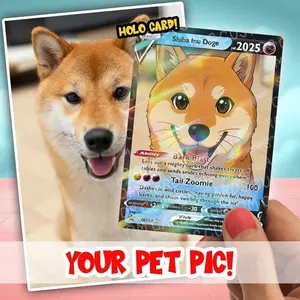 Custom Pet Pokémon Card Christmas – Personalized Trading Card with Dog or Cat Animal Photo | Unique Holiday Gift for Pet Lovers & Couples