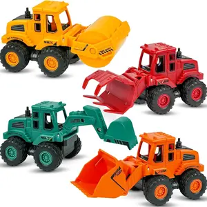Construction Toys for 3 Years Old Boys Girls Kids, Friction Powered Construction Truck Toys Vehicles Sand Toys Trucks Excavator, Bulldozer, Road Roller (Colorful 4 Pack)