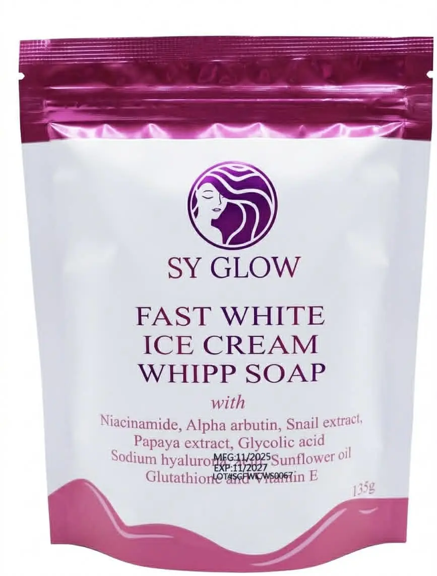 SY GLOW ICE CREAM WHIPP SOAP with Niacinamide Alpha Arbutin Snail Extract Papaya Extract 135g