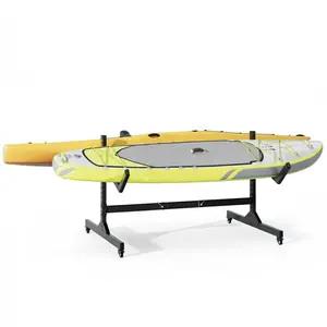 [HOT] Garvee Adjustable Width 2 - 4-Kayak Storage Rack (51-67") with Wheels - Heavy Duty 2-Tier Double-Sided Stand for Wide Kayaks, SUPs, Canoes & Surfboards (Up to 120 lbs)