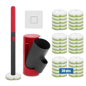 Disposable Toilet Brush with 60 Refill Heads, Wall-Mounted Hygienic Toilet Scrubber, 360° Deep Cleaning Brush with Cleaning Liquid for Bathroom Toilet & Sink Cleaning