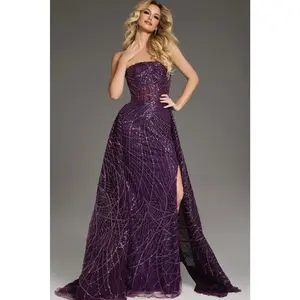 Jovani -39029 Embellishments Sequin Strapless A-Line Gown