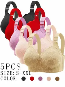 Women's Lace Everyday Bra Set Without Steel Cup, Ultimate Comfort & Medium Support, Fashionable Plain Design, Multiple Sizes Available