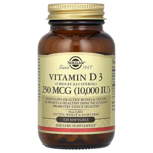 Solgar Vitamin D3 (Cholecalciferol), 250 mcg (10,000 IU), 120 Softgels
