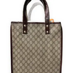 Pre-owned GUCCI GG GG Supreme coated canvas with leather trim Shoulder Bags Ophidia Tote Beige/ebony canvas with brown leather trim Very Good S014260405324