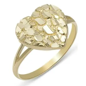 Women Nugget Ring Gold Plated Heart Shape