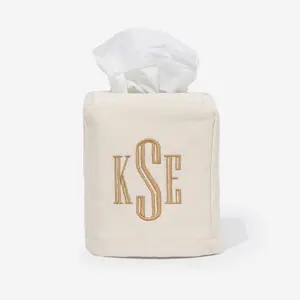 Marleylilly Personalized Tissue Box Cover - Chic Canvas Monogrammed Accessory for Home Decor & Gifts - 5.25" X 5.24" X 6.25"