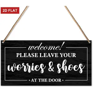 Please Remove Your Shoes Sign, No Shoes Sign for House, Shoes off Sign for Front Door Welcome Decor, Please Take off Your Shoes Sign, Housewarming Gifts for New House Home, Leave Your Worries & Shoes 3.93x7.87inch, Door Hanging Sign