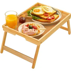 Bed Tray Table with Foldable Legs, Breakfast Tray for Sofa, Bed, Eating, Working, Used As Laptop Desk Snack Tray by Pipishell