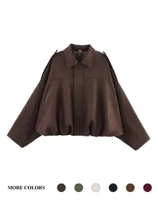 Women's Texture Woven Bomber Fitted Jacket Coat, Stylish Aviator Outerwear for Women, Casual Fashionable Winter Clothing