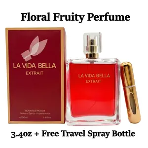 Fruity Floral Perfume for Women, 3.4 oz Eau de Parfum - Long Lasting Fragrance with Free 5ml Travel Spray Bottle, Day to Night Scent, Versatile for Office & Date