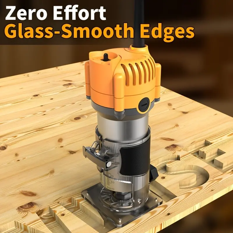 Compact 800W Wood Router - Router for Woodworking with 35000RPM, Edge Guide, And Roller Guide for Precise Trimming And Profiling