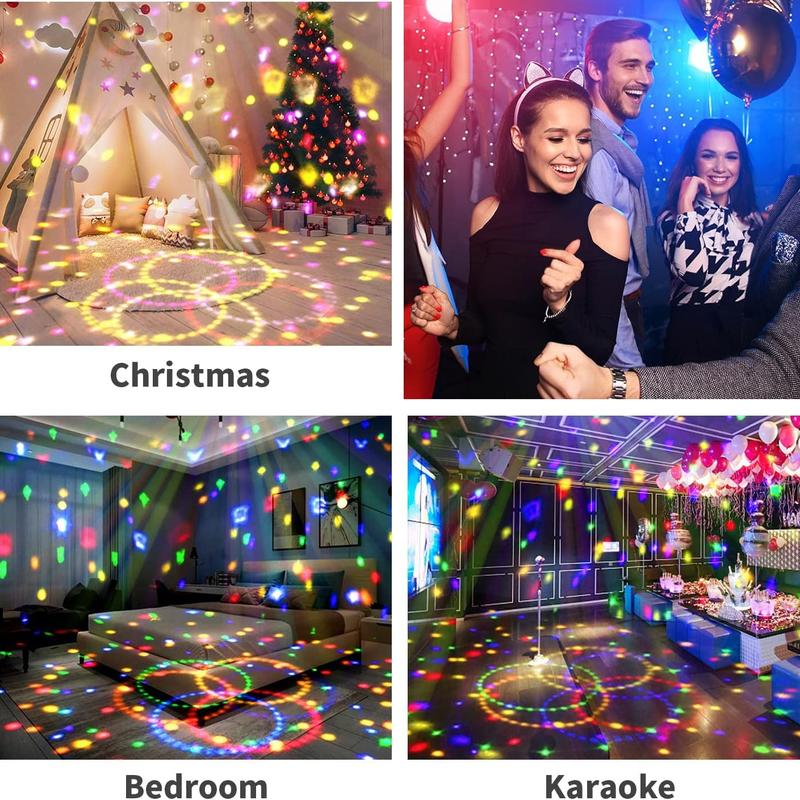 USB Low Voltage Power Cord Powered 6LED Disco Ball Lights with Sound Activation DJ Party Lights for Parties, Birthday Parties and Holidays