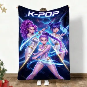 1pc K-Pop Group  Style Print Flannel Blanket,Kpop Throw Blankets,Perfect For Sofa, Bed, Or Couch Decor, Cozy Fall Winter Seasonal Home Accent, Modern Style, All-Season Use, Seasonal Home Decor |     Contemporary Style |     Plush Flannel Blanket warm