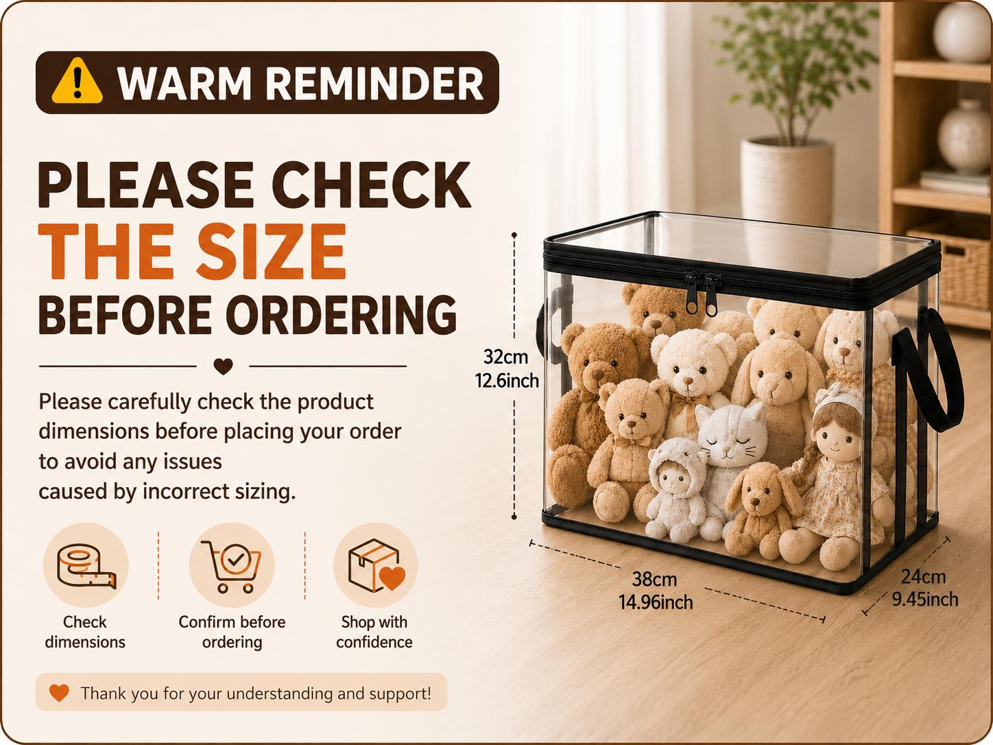 SummerVibes Stuffed Animal Storage PVC Organizer Bag Doll Storage Container Dustproof Box with Carrying Handle for Playroom Living Room Children's Birth, Black SummerVibes Stuffed Animal Storage PVC Organizer Bag Doll Storage Container Dustproof Box with Carrying Handle for Playroom Living Room Children's Birth, Black