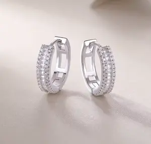Celestial Baguette Hoop Earrings with Moissanite