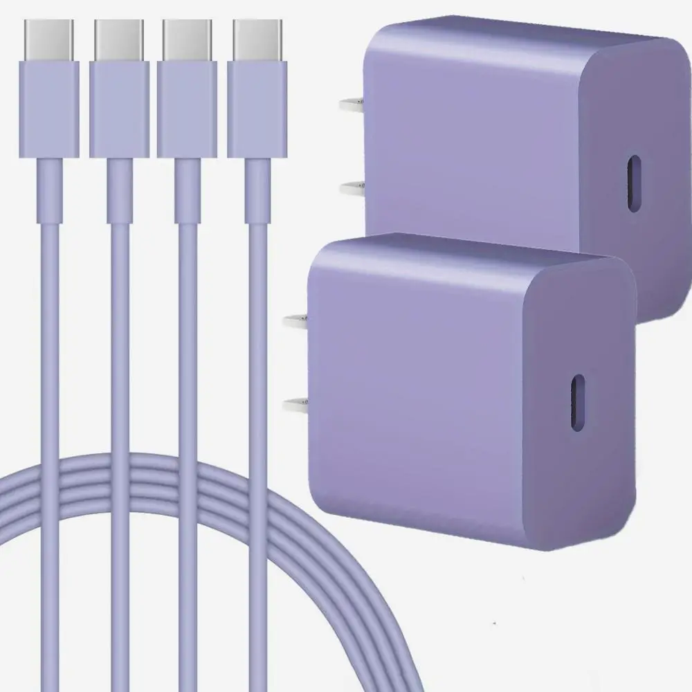 20W Fast Charging Head & Type-C Data Cable Set, Including 2 Fast Charging Head & 2 USB-C Data Cable, Phone Accessories for iPhone 15, iPhone 15 Pro Ma