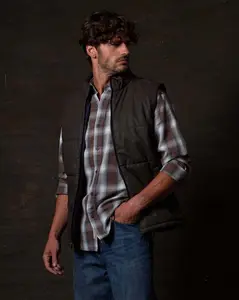 Matte Coated Shell Puffer Vest in Chocolate Torte