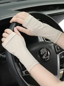 Solid Color Gloves, Breathable Sun Protection Gloves for Women & Men, Fashion Accessories for Daily Wear