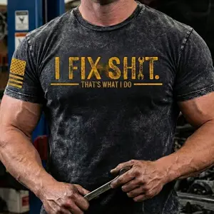 I Fix Sh*t Acid Wash Oversized Shirt, Mineral Wash Retro Vintage T Shirt, Stone Mineral Wash 90s Style Top, Distressed Unisex 100% Cotton Grunge Tee