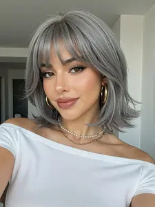 Women Short Hair Synthetic Fiber Natural Looking Wig, Curly Design 10 Inches Fashionable Hairstyle, Perfect for Stylish Looks & Daily Wear