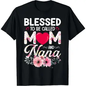 Blessed To Be Called Mom And Nana Floral Heart Design TShirt