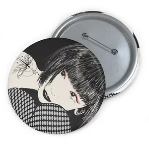 "Girl With The Dragonfly Tattoo" Custom Pin Buttons: Edgy Accessories for Alternative Fashion, Statement Pins, Unique Gifts, Creative Flair, Trendy Badges