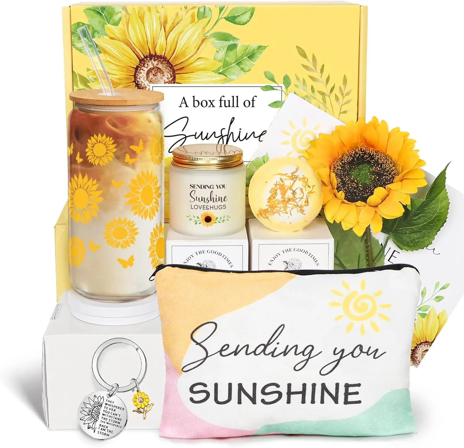 Summer Spring Gift for Women, Get Well Soon Gifts Sending Sunshine Sunflower Gift Baskets, Self Care for Women