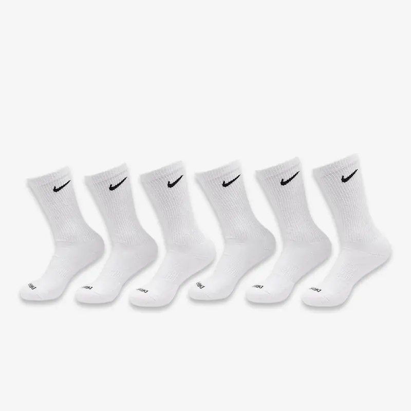 Nike Dri-FIT Everyday Plus Cushioned High Training Crew Socks (6 Pack) White
