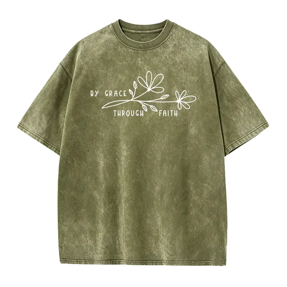 By Grace Through Faith Shirt, Faith Shirt, Christian Shirt For Woman, Bible Verse Tee, Religious Shirt, Church Shirt, Cute Botanical T-Shirt
