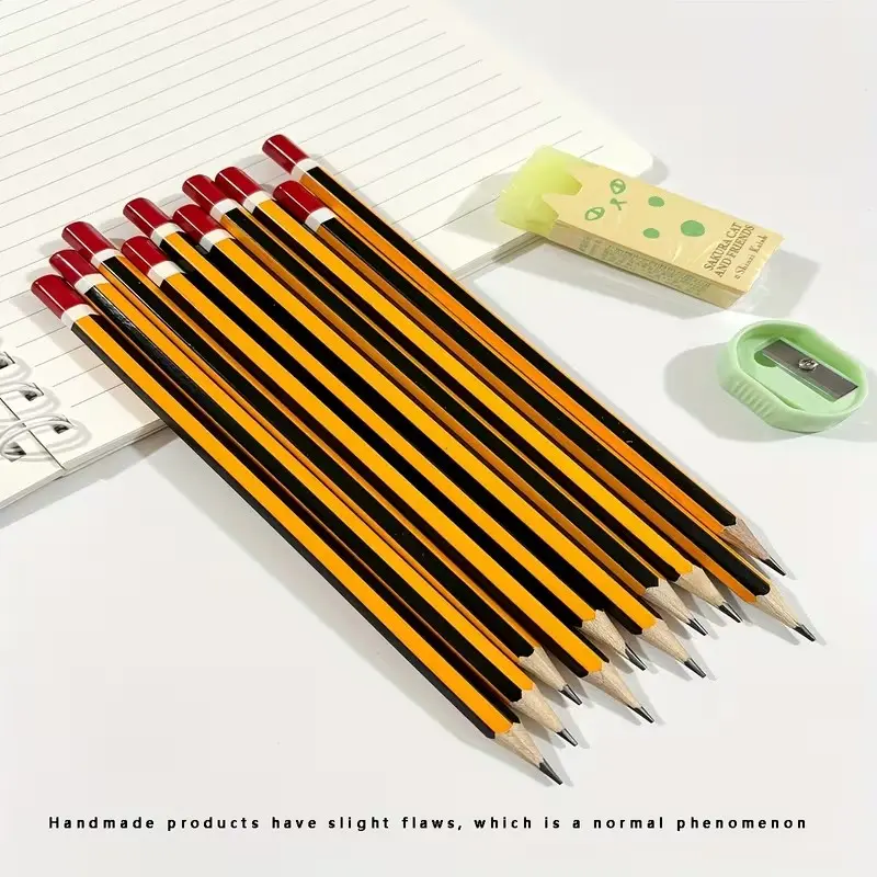 Premium Striped Poplar Pencils, Pre-Sharpened, Smooth Writing, Office & School Use, Halloween & Christmas Gifts