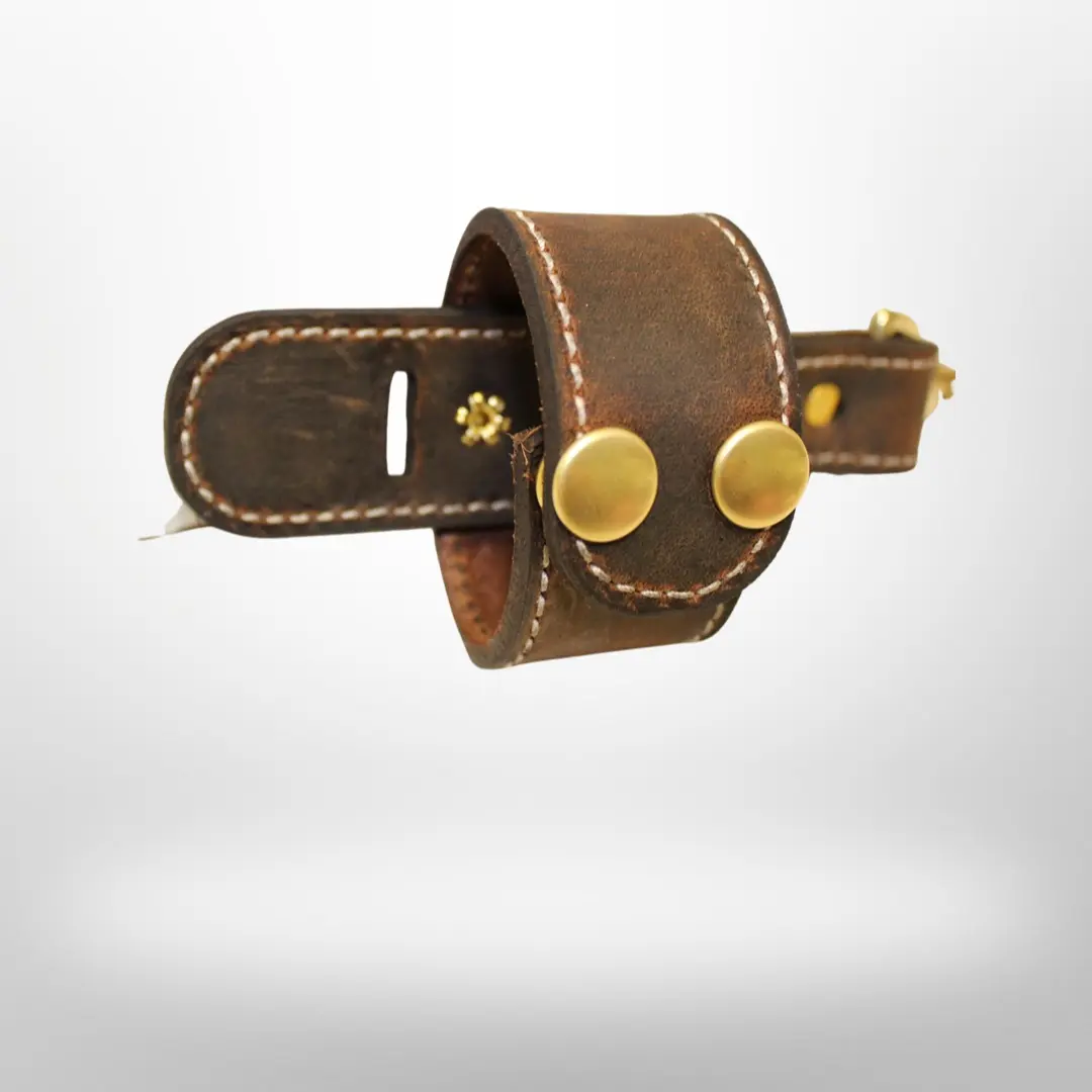 Rustic Brown Leather, White Stitching, and Brass H