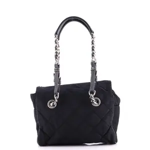 Pre-owned PRADA Nylon Shoulder Bags Convertible Chain Tote Quilted Tessuto Medium by Rebag