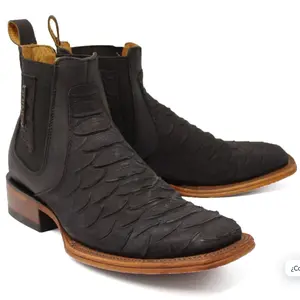 Quincy Men's Short Boot Python Print -Black men western