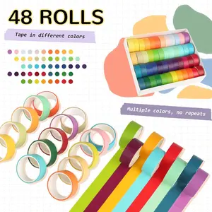 48 rolls colored tape set, rainbow masking tape, DIY decorative paper tape, suitable for scrapbooks, crafts, art labels, painters, planners