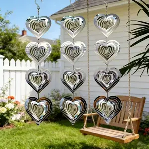 3D Dream Nucleus Wind Chime Stainless Steel Mirror Surface, Illusion Visual Effect, Suitable for Living Room Bedroom Courtyard, Multiple Styles Available