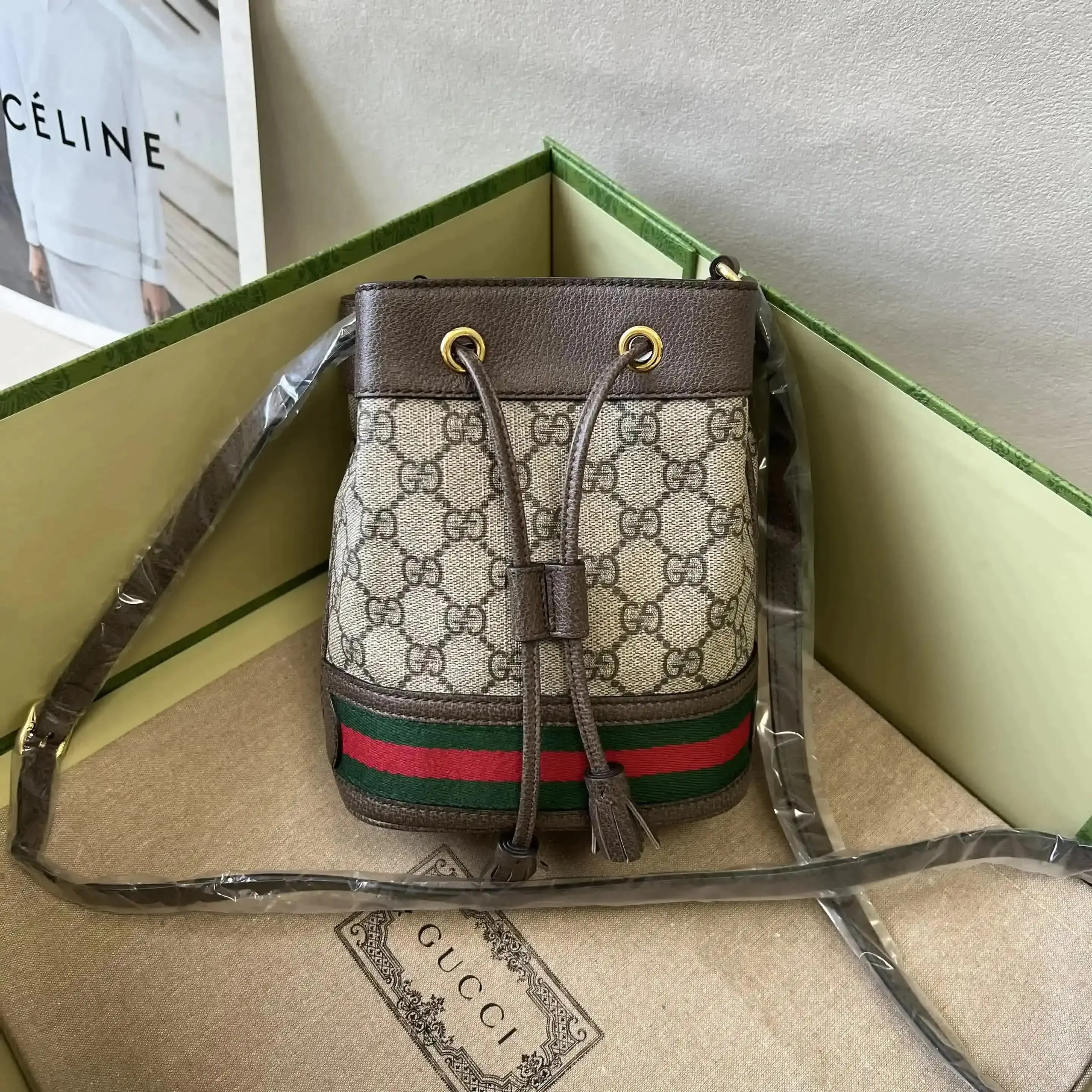 Pre-owned GUCCI Ophidia Dark Wood Color 0808Re/C8357291155