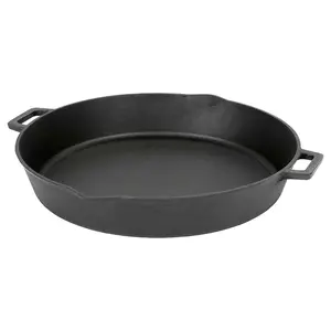 Bayou Classic 16 Inch Double Handled Cast Iron Skillet with Pour Spouts, Black Cookware Pan
