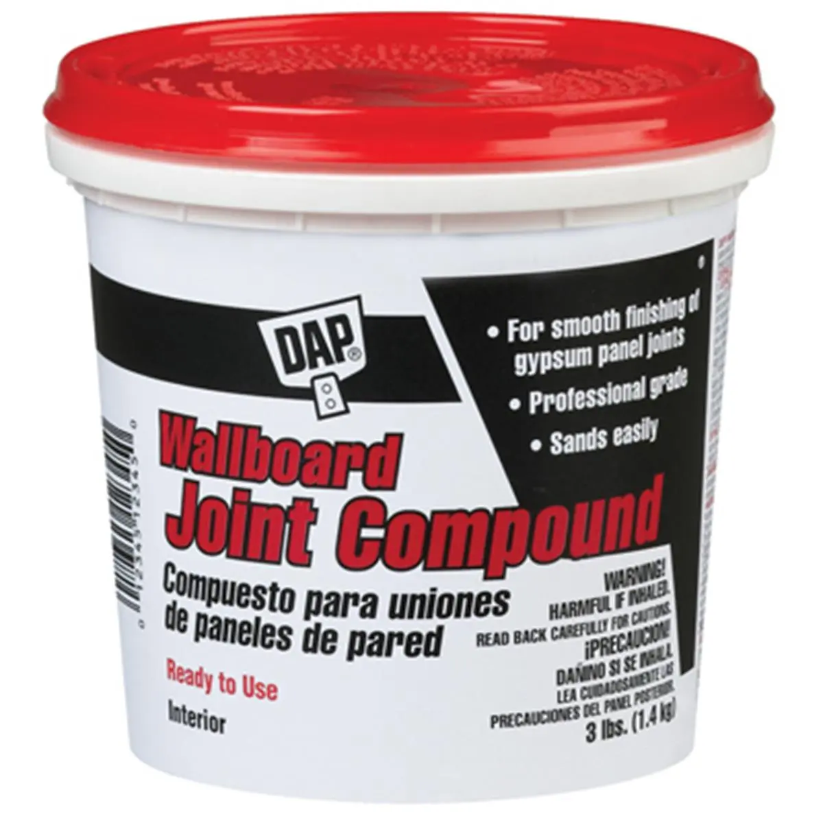 DAP 10100 Interior Wallboard Joint Compound - 3 oz. Ready-To-Use Drywall Finish Paste, 2.85 lbs, 4.6 x 4.6 x 4.5 in