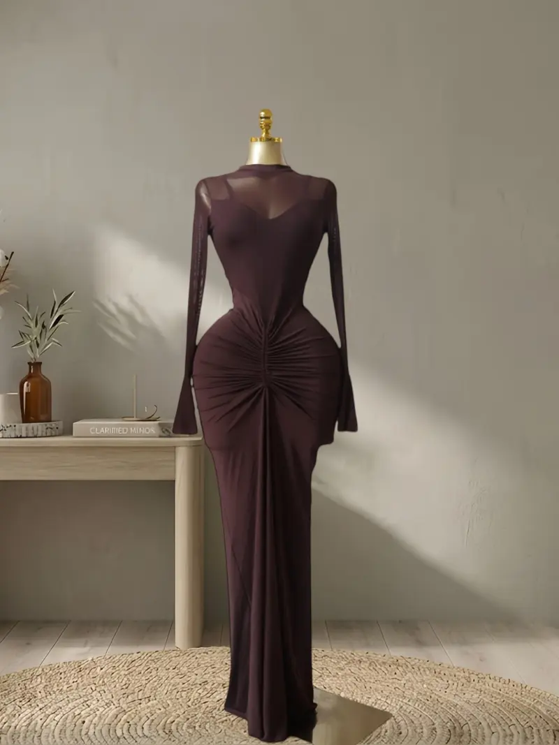 Mesh ling sleeve wedding guest dresses - TikTok Shop