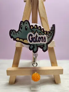 Gator Badge Retractable Acrylic ID Holder for Scrub Tops Work Shirts Belts Durable Epoxy Sealed Resin Coated Perfect Gift for Nurses Medical Staff Office Staff Students Conventions
