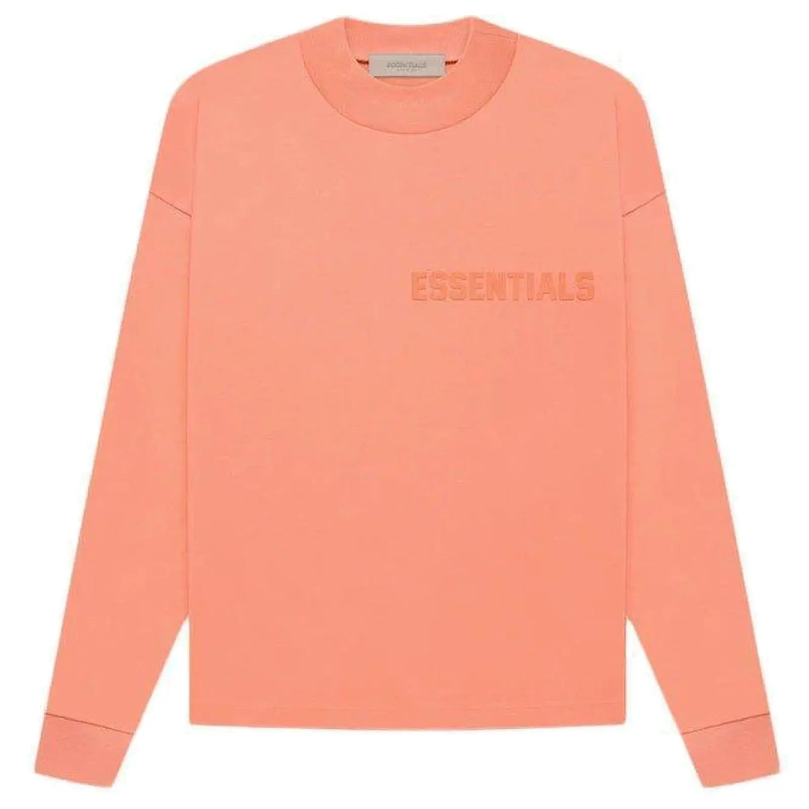 Men's Fear of God Essentials Brand New & Original Crew Neck Long Sleeve T-Shirt - Coral, Unisex Casual Top, 100% Authenticity Guaranteed Menswear Streetwear, Tshirt, Men's T Shirts