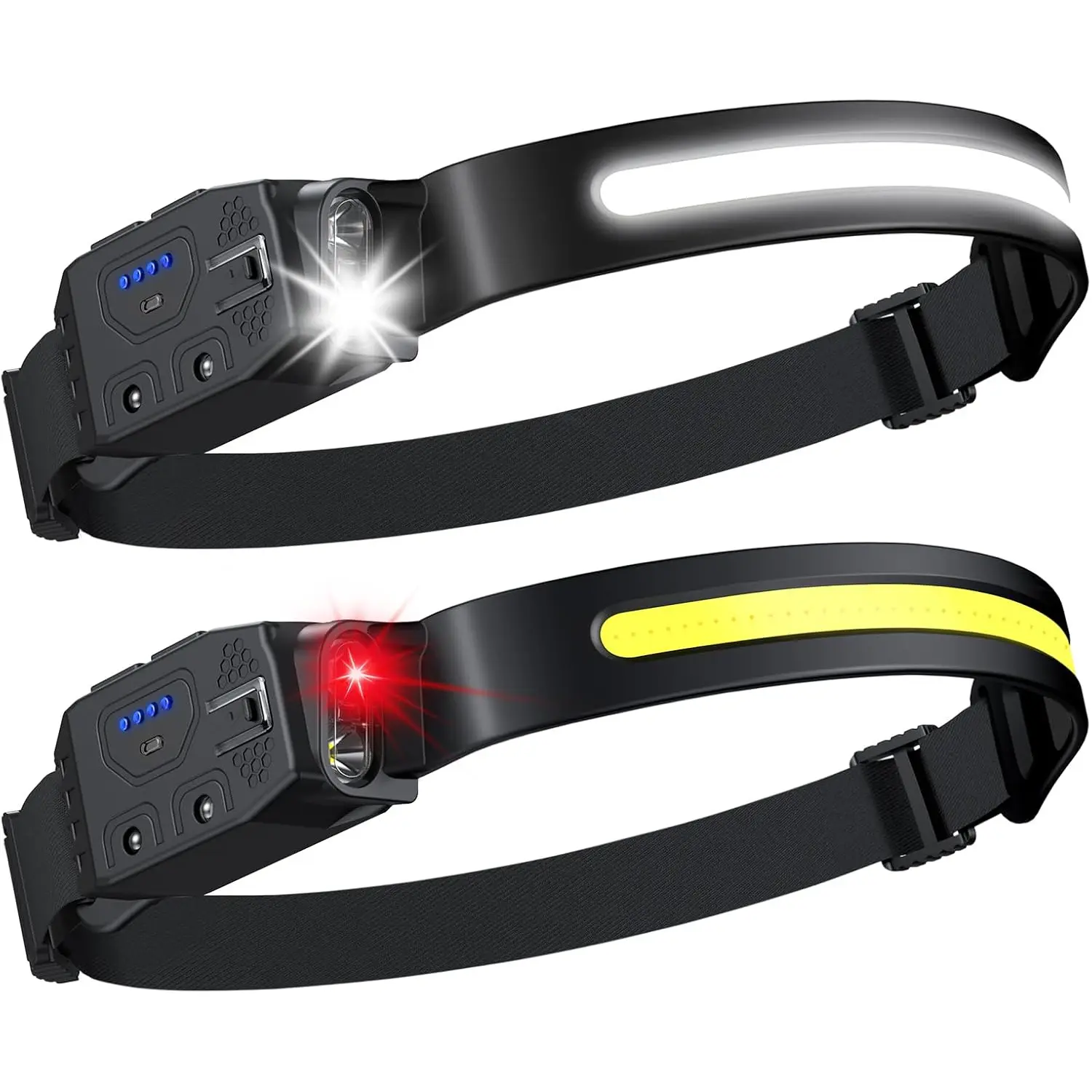 Rechargeable Headlamp 2Pcs-230° Wide Beam Head Lamp,Hard Hat Light