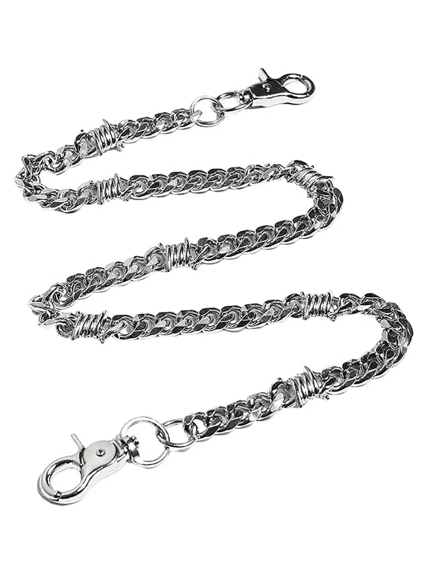 Men's Silver-Tone Motorcycle Wallet Chain, Punk Biker Jeans Accessory with Lobster Clasp, Metal Chain Men's Silver-Tone Motorcycle Wallet Chain, Punk Biker Jeans Accessory with Lobster Clasp, Metal Chain