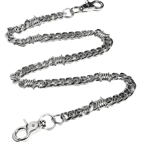 Men's Silver-Tone Motorcycle Wallet Chain, Punk Biker Jeans Accessory with Lobster Clasp, Metal Chain