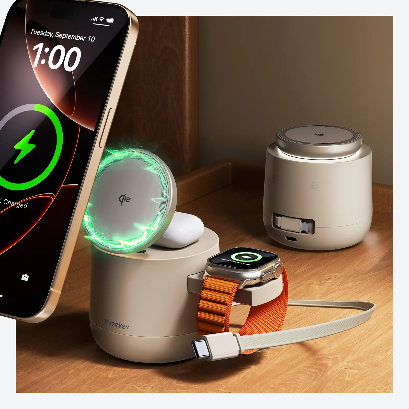 MFI Certified by Apple, 4 in 1 Magsafe Wireless Charging Station, Qi2 15W Magsafe Charger for iPhone 16/15/14/13/12 Series, iWatch, Airpods, iPad, 65W Charger Included